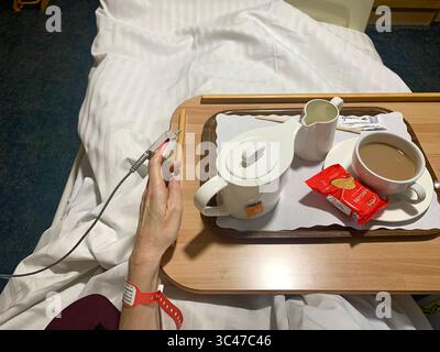 Übernachtung im NHS Hospital, Großbritannien Stockfoto