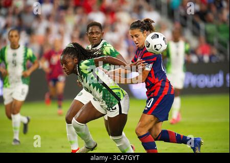 16. Juni 2021: Womenâ der US-Fußballstürmer Carli Lloyd (10) in Aktion während des internationalen Freundschaftsspiels gegen Nigeria im Q2 Stadium in Austin, Texas. Mario Cantu/CSM(Kreditbild: &Copy; Mario Cantu/CSM via ZUMA Wire) Stockfoto