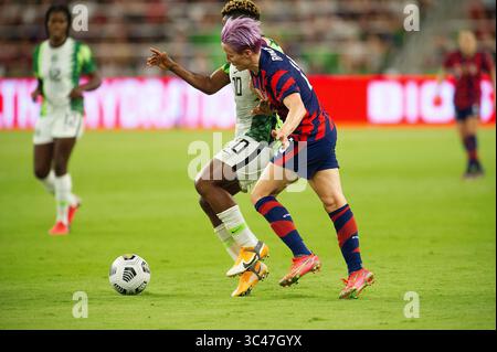 16. Juni 2021: Womenâ der US-Fußballstürmer Megan Rapinoe (15) in Aktion während des internationalen Freundschaftsspiels gegen Nigeria im Q2 Stadium in Austin, Texas. Mario Cantu/CSM(Kreditbild: &Copy; Mario Cantu/CSM via ZUMA Wire) Stockfoto