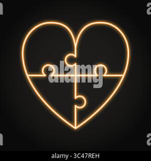 Herz Puzzle Neonlinie Symbol. Vektorabbildung Stock Vektor