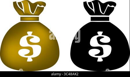 Goldene und schwarze Geldbeutel-Symbole Stock Vektor