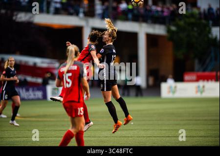 30. Juni 2018: Seattle, Washington, Vereinigte Staaten - Seattle, WA - Samstag, 30. Juni 2018: Seattle Reign FC gegen Portland Thorns beim UW Medicine Pitch im Memorial Stadium. (Kreditbild: © Jane Gershovich/ISIPhotos via ZUMA Wire) Stockfoto