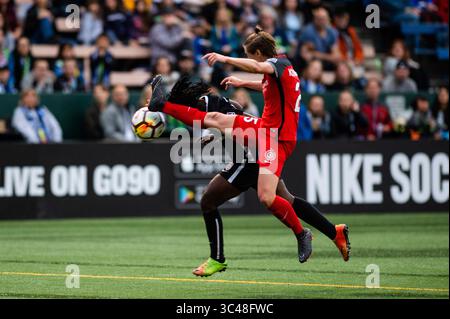 30. Juni 2018: Seattle, Washington, Vereinigte Staaten - Seattle, WA - Samstag, 30. Juni 2018: Seattle Reign FC gegen Portland Thorns beim UW Medicine Pitch im Memorial Stadium. (Kreditbild: © Jane Gershovich/ISIPhotos via ZUMA Wire) Stockfoto