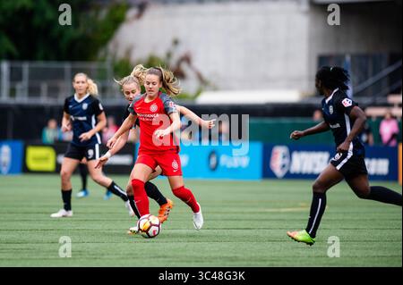 30. Juni 2018: Seattle, Washington, Vereinigte Staaten - Seattle, WA - Samstag, 30. Juni 2018: Seattle Reign FC gegen Portland Thorns beim UW Medicine Pitch im Memorial Stadium. (Kreditbild: © Jane Gershovich/ISIPhotos via ZUMA Wire) Stockfoto