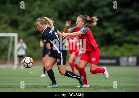 30. Juni 2018: Seattle, Washington, Vereinigte Staaten - Seattle, WA - Samstag, 30. Juni 2018: Seattle Reign FC gegen Portland Thorns beim UW Medicine Pitch im Memorial Stadium. (Kreditbild: © Jane Gershovich/ISIPhotos via ZUMA Wire) Stockfoto