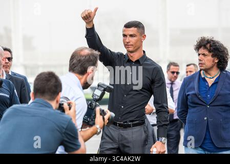 Juli 2018 - Turin, Piemont, Italien - Turin, Italien - 16. Juli 2018: Cristiano Ronaldo kommt zu Besuchen im Dorf J (Foto: © Stefano Guidi Via ZUMA Wire) Stockfoto
