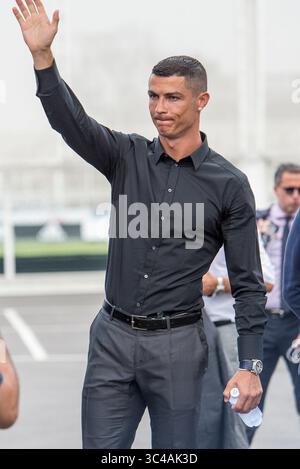 Juli 2018 - Turin, Piemont, Italien - Turin, Italien - 16. Juli 2018: Cristiano Ronaldo kommt zu Besuchen im Dorf J (Foto: © Stefano Guidi Via ZUMA Wire) Stockfoto