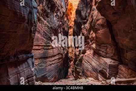 Buckskin Gulch liegt im südlichen Kane County, Utah, nahe der Grenze zu Arizona in der Paria Canyon-Vermilion Cliffs Wilderness. Stockfoto