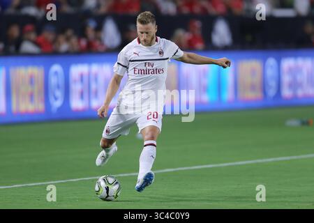 25. Juli 2018: Der Mailänder Verteidiger Ignazio Abate (20) schickt in der ersten Halbzeit des Spiels zwischen dem AC Mailand und Manchester United, International Champions Cup, StubHub Center, Carson, CA. USA. Fotograf: Peter Joneleit (Credit Image: &Copy; Peter Joneleit/CSM via ZUMA Wire) Stockfoto
