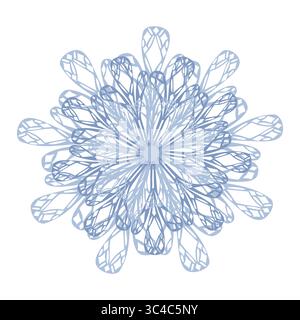 Komplizierte blaue Vektor-Mandala: Ein zartes nahtloses Muster aus geflochtenen Blumenmotiven für festliche Designs Stock Vektor