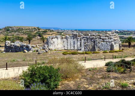 Megalithische Tempelanlage im Archäologischen Park Ġgantija Museum, Xaghra, Gozo, Malta Stockfoto