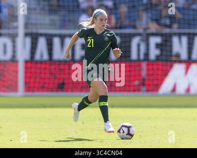 26. Juli 2018: Kansas City, Kansas, Vereinigte Staaten – Kansas City, KS – 26. Juli 2018: Australien besiegte Brasilien 3-1 beim Turnier der Nationen im Children's Mercy Park. (Kreditbild: © Brad Smith/ISIPhotos via ZUMA Wire) Stockfoto