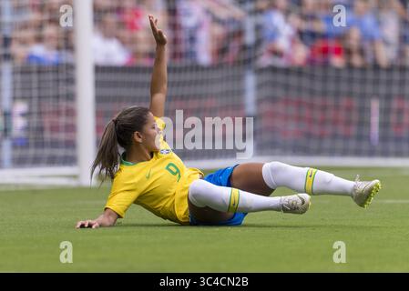 26. Juli 2018: Kansas City, Kansas, Vereinigte Staaten – Kansas City, KS – 26. Juli 2018: Australien besiegte Brasilien 3-1 beim Turnier der Nationen im Children's Mercy Park. (Kreditbild: © Brad Smith/ISIPhotos via ZUMA Wire) Stockfoto