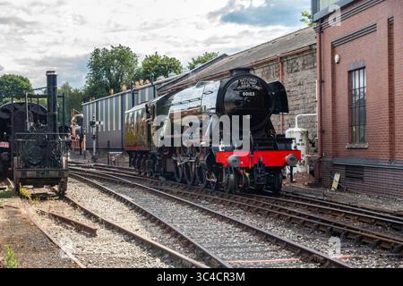 Blick auf den Flying Scotsman in Steam an der Severn Valley Railway in Bridgnorth als Leihgabe des National Railway Museum Stockfoto
