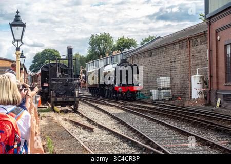 Blick auf den Flying Scotsman in Steam an der Severn Valley Railway in Bridgnorth als Leihgabe des National Railway Museum Stockfoto