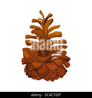 Symbol für isolierte Kiefernkegel. Vektor immergrüner Samen für Weihnachtsbaumdekoration oder Weihnachtsschmuck. Naturelement oder Nadelholz-Laub-Clipart. Winterwald und Herbstwald. Botanik und Biologie. Stock Vektor