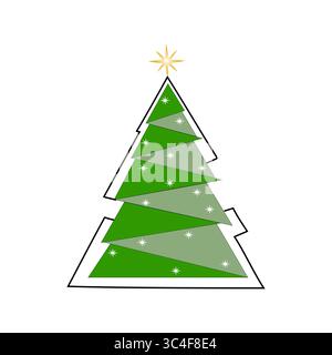 Klassischer Weihnachtsbaum. Grünes Feiertagssymbol. Einfache festliche Fichte. Traditionelle Vektorillustration. Stock Vektor