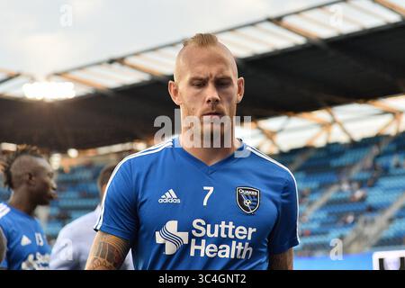 29. August 2018 - San Jose, Kalifornien, Vereinigte Staaten - San Jose, CA - Mittwoch, 29. August 2018: Magnus Eriksson vor einem Spiel der Major League Soccer (MLS) zwischen den San Jose Erdbeben und dem FC Dallas im Avaya Stadium. (Kreditbild: © John Todd/ISIPhotos via ZUMA Wire) Stockfoto