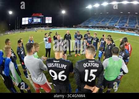 29. August 2018 - San Jose, Kalifornien, Vereinigte Staaten - San Jose, CA - Mittwoch, 29. August 2018: San Jose Erdbeben während eines Major League Soccer (MLS) Spiels zwischen den San Jose Earthquakes und dem FC Dallas im Avaya Stadium. (Kreditbild: © John Todd/ISIPhotos via ZUMA Wire) Stockfoto