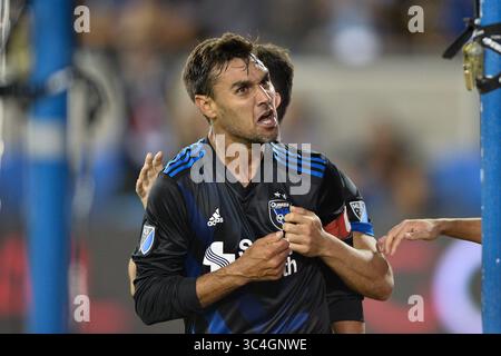 29. August 2018 - San Jose, Kalifornien, Vereinigte Staaten - San Jose, CA - Mittwoch, 29. August 2018: Chris Wondolowski während eines Major League Soccer (MLS) Spiels zwischen den San Jose Erdbeben und dem FC Dallas im Avaya Stadium. (Kreditbild: © John Todd/ISIPhotos via ZUMA Wire) Stockfoto