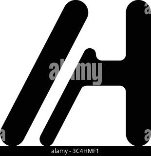 Ein minimalistisches Logo mit den Buchstaben „AH“ in kräftiger schwarzer Schrift mit grauen Schatten vor einem sauberen weißen Hintergrund. Stock Vektor