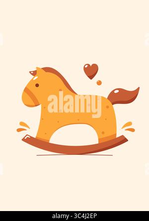 Ein Poster oder eine Karte mit einem schaukelnden Spielzeug, gezeichnet in weichen Bohème-Farben mit winzigen Elementen. Stock Vektor