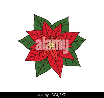 Cartoon Weihnachten Weihnachtsstern groovige Dekoration. Vintage-Design-Element zur Weihnachtsfeier. Winterferien 60er 70er Jahre isolierter Vektor dez Stock Vektor