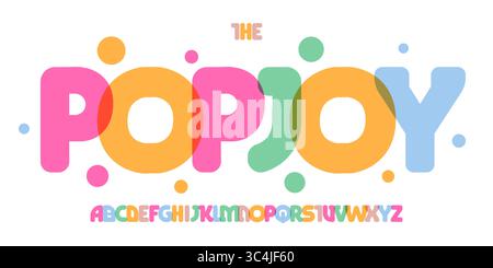 Buntes Pop-Joy-Alphabet, verspielte Zeichentrickschrift, auffällige funky Schriftart für Party-Logo, Geburtstagsüberschrift, fröhliches Karnevaldesign, fröhliche Schule Stock Vektor