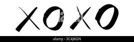 Handgezeichnetes Doodle XOXO Symbol einfache niedliche Skizze Symbol der Umarmungen, Küsse, Liebe isoliert auf weißem Hintergrund für Journale, Karten und kreative Projekte Stock Vektor