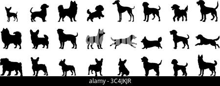 Hundesilhouette in verschiedenen Stellungen Stock Vektor