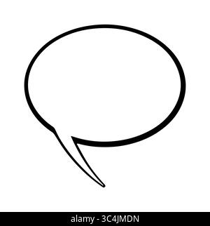 Ovale Sprechblase mit welligem Schwanz, schwarze Umrandung auf weißem Hintergrund, leerer Ballon mit Comic-Dialog Stock Vektor
