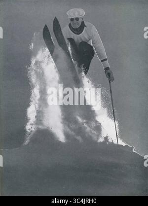 Schwarz-weiß-Foto aus der Zeit der 1920er Jahre – Charles Proctor, amerikanischer olympiasieger, Mitglied des Olympischen Skiteams 1928. Stockfoto
