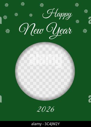„Happy New Year 2026“-Text mit Kopierraum für Grußkarten oder Poster für die Wintergrußvorlage. Isolierte Vektor-Illustration Weihnachten und Neujahr Feiertage Grußkarten, Poster, Flugblätter, Flyer Stock Vektor