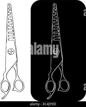 Vintage Friseur Shop Schere isoliert Logo. Abbildung der grafischen Vektorfarbe. Illustration für Schönheitssalon, Kosmetikgeschäft, Make-up-Design. Für Lo Stock Vektor