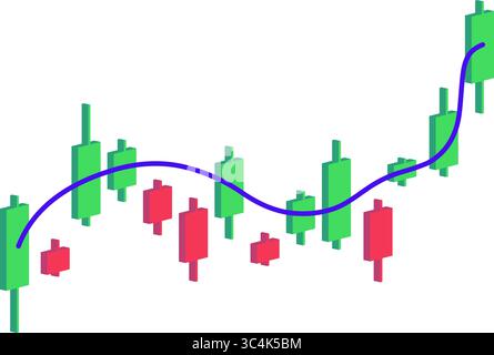 Abbildung der Börse in isometrischer Form, Abbildung für Unternehmen und Finanzen geeignet Stock Vektor