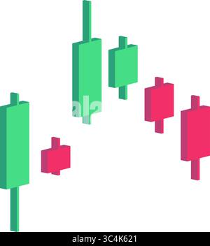 Abbildung der Börse in isometrischer Form, Abbildung für Unternehmen und Finanzen geeignet Stock Vektor