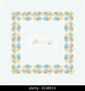 Botanischer Rahmen mit abstrakten Blättern und weichen Formen. Stock Vektor