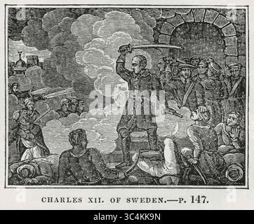 19. Januar 2018 – USA – Karl XII. Von Schweden, Illustration from the Book, Historical Cabinet, L.H. Young Publisher, New Haven, 1834 (Bild: © JT Vintage/Glasshouse Via ZUMA Wire) Stockfoto