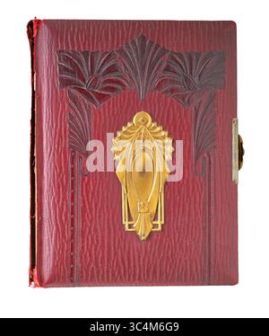 Antike und Vintage Art déco Fotobucheinband isoliert Stockfoto