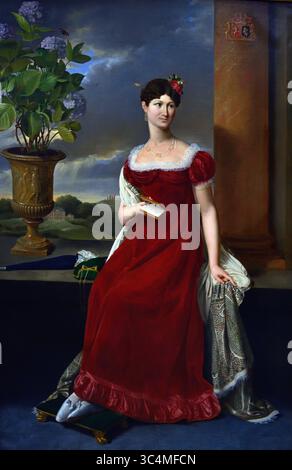 Porträt der Mary Lodge Joseph Ducq 1818 Porträt von Charles-Louis Baron de Keverberg de Kessel und Mary Lodge, seiner Frau Joseph Ducq 1818 16. Jahrhundert von Groeningemuseum, Stadtmuseum, Brügge, Belgien, Flämisch, Stockfoto