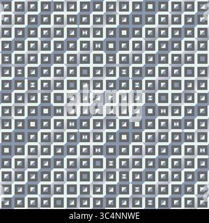 Nahtloses geometrisches Muster mit isometrischen Würfelfliesen in Grautönen. Stock Vektor