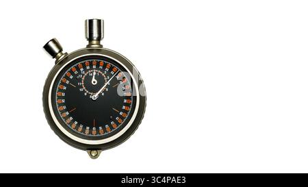 Mechanische Stoppuhr auf weißem Hintergrund Stockfoto
