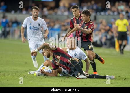 19. September 2018 - San Jose, Kalifornien, Vereinigte Staaten - San Jose, CA - Mittwoch, 19. September 2018: Magnus Eriksson während eines Major League Soccer (MLS) Spiels zwischen den San Jose Erdbeben und Atlanta United FC im Avaya Stadium. (Kreditbild: © Lyndsay Radnedge/ISIPhotos via ZUMA Wire) Stockfoto