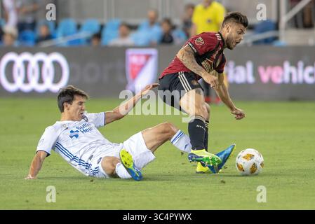 19. September 2018 - San Jose, Kalifornien, Vereinigte Staaten - San Jose, CA - Mittwoch, 19. September 2018: Shea Salinas während eines Major League Soccer (MLS) Spiels zwischen den San Jose Erdbeben und Atlanta United FC im Avaya Stadium. (Kreditbild: © Lyndsay Radnedge/ISIPhotos via ZUMA Wire) Stockfoto