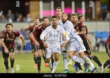 19. September 2018 - San Jose, Kalifornien, Vereinigte Staaten - San Jose, CA - Mittwoch, 19. September 2018: Chris Wondolowski während eines Major League Soccer (MLS) Spiels zwischen den San Jose Erdbeben und Atlanta United FC im Avaya Stadium. (Kreditbild: © John Todd/ISIPhotos via ZUMA Wire) Stockfoto