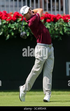 20. September 2018 – Atlanta, Georgia, USA – Justin Thomas schlägt in der ersten Runde der TOUR Championship 2018 das erste Loch ab. (Bild: © Debby Wong/ZUMA Wire) Stockfoto