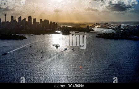 Luftaufnahme des Hafens von Sydney Stockfoto