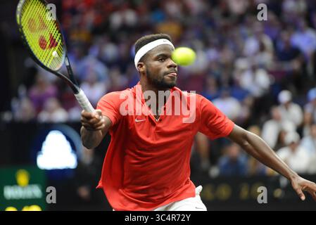 21. September 2018: Chicago, Illinois, Vereinigte Staaten - FRANCES TIEAFOE von den Vereinigten Staaten in Aktion beim Laver Cup 2018 in Chicago. (Kreditbild: © Christopher Levy/ZUMA Wire) Stockfoto