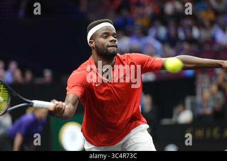 21. September 2018: Chicago, Illinois, Vereinigte Staaten - FRANCES TIEAFOE von den Vereinigten Staaten in Aktion beim Laver Cup 2018 in Chicago. (Kreditbild: © Christopher Levy/ZUMA Wire) Stockfoto
