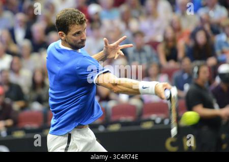 21. September 2018: Chicago, Illinois, Vereinigte Staaten: GRIGOR DIMITROV in Aktion beim Laver Cup 2018 in Chicago. (Kreditbild: © Christopher Levy/ZUMA Wire) Stockfoto